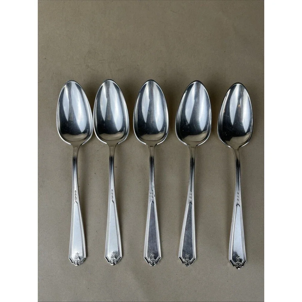 5 Gorham Vanity Fair EP‎ Pat 1923 S Oval Spoon Silver Plate Flatware 7 1/8” EUC